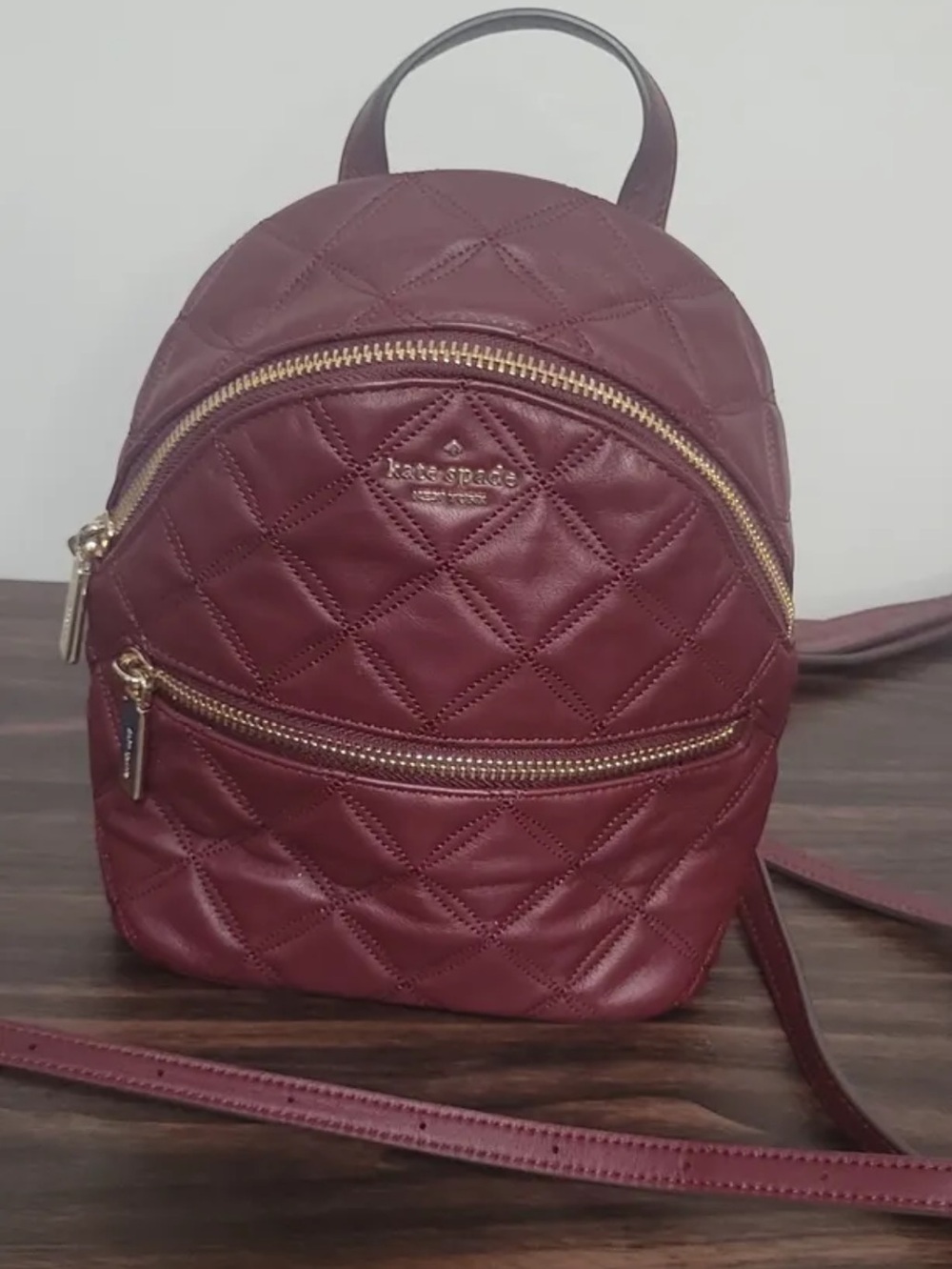 Kate Spade Natalia Mini Convertible Backpack in Wine $339